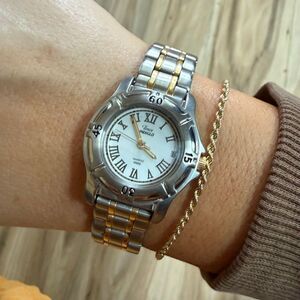 Timex Womens Silver Gold Roman Numerals Stainless Steel Indiglo Watch
